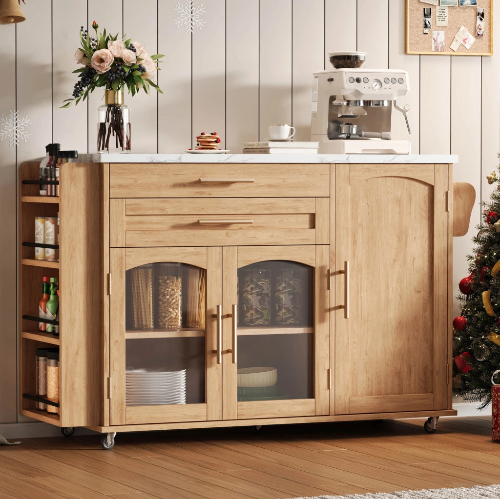 Isola cucina mobile con piano ribaltabile e ruote