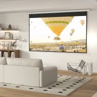 Telo per Proiettore 120" 16:9 Motorizzato con Telecomando, Fissaggio a Muro e Soffitto, Bianco