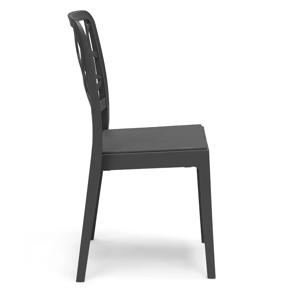 Sedia in polipropilene PENELOPE, impilabile, resistente ai raggi UV, design moderno, ideale per sala da pranzo, cucina, sala d’attesa, bar, ristoranti o giardino, colore Antracite