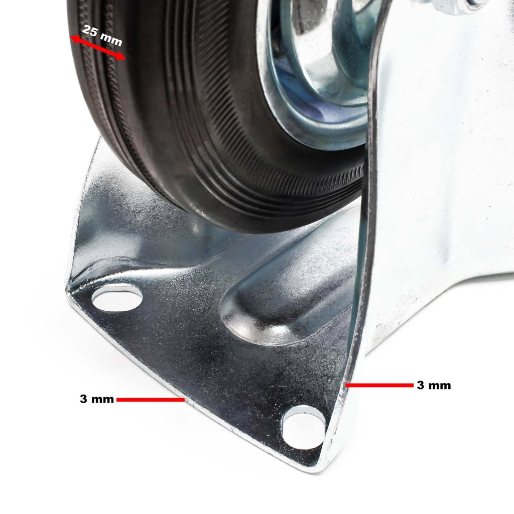 Set rotelle da trasporto 200 mm 2 ruote piroettanti con freno 2 fisse, nucleo in metallo, 150 kg a ruota