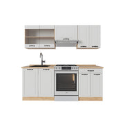 Vicco Cucina componibile Casa di campagna bianca/quercia dorata 200 cm senza piano di lavoro
