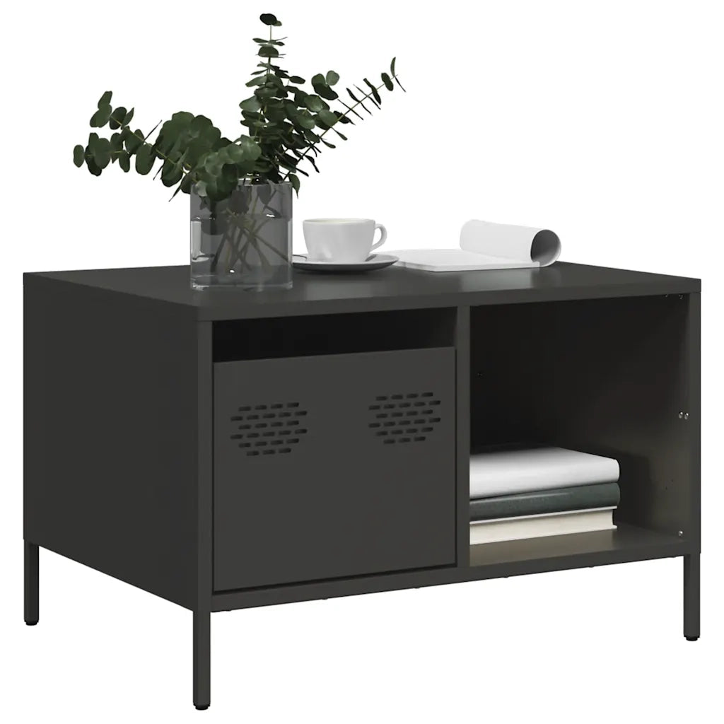 Tavolino Nero 68,5x50x43,5 cm in Acciaio Laminato a Freddo 851280