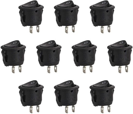 Interutore a manovella rotondo SPST 2 contatti a staffa su/off AC 6A/250V 10A/125V - 10 pezzi, ideale per auto e barca