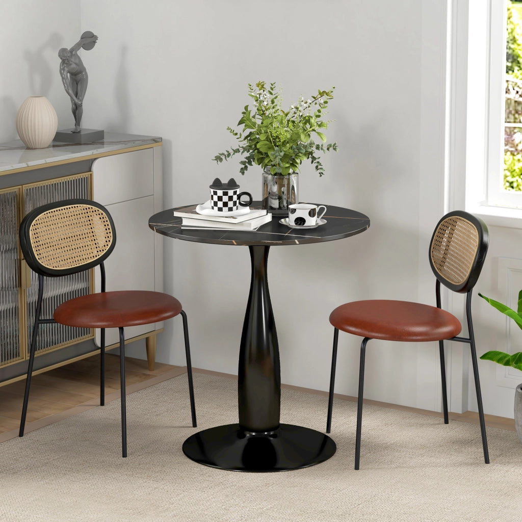 Tavolo da pranzo rotondo ¨C zephmum ¨C nero, metallo, MDF, 70x74 cm