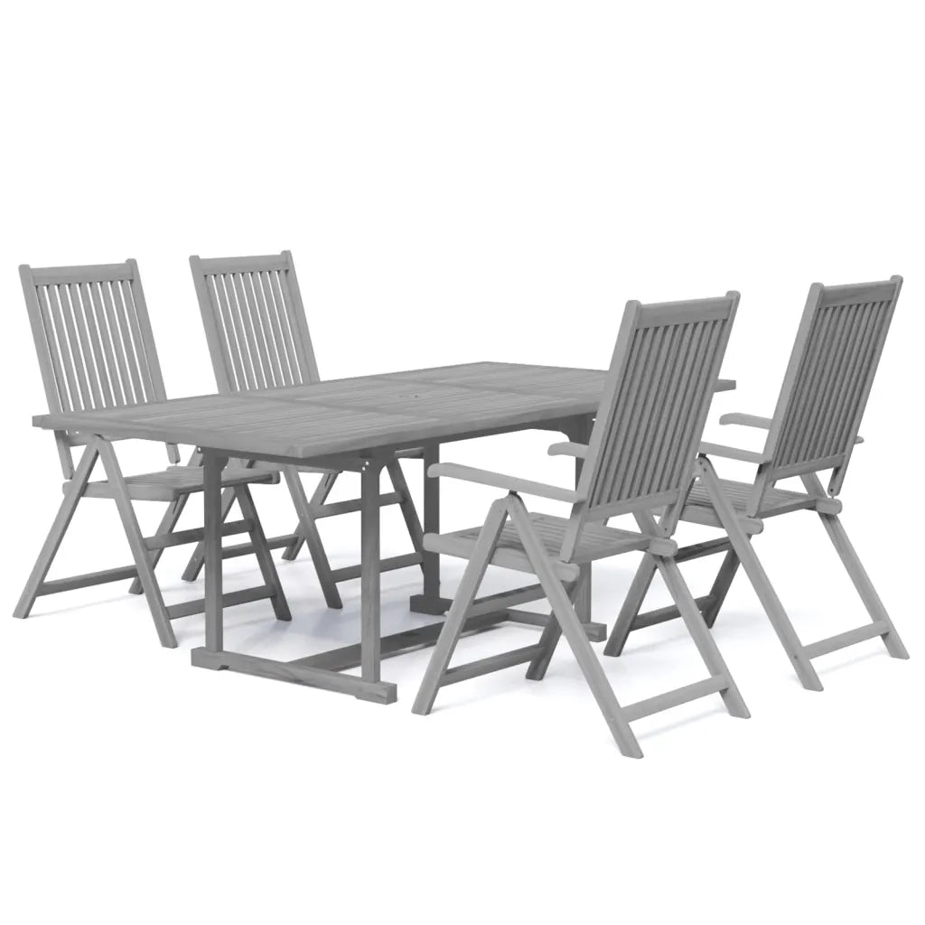 Set da Pranzo per Giardino 5 pz in Legno Massello di Acacia cod mxl 46829