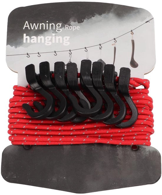 Corda da Stendino Portatile - Lunghezza Adattabile - Corda per Camping - Corda per Asciugare Abiti - Cavo in Acciaio Riflettente - Regolatore a Tre Angoli