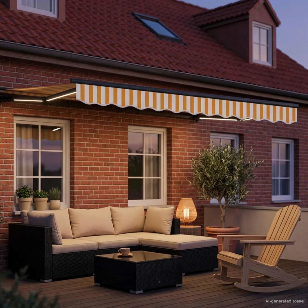 Cornice per Tenda Manuale con LED-Telaio per tendalino manuale 3,5 x 2 m 152970