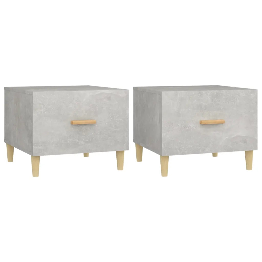 Tavolini Salotto 2pz Grigi Cemento 50x50x40cm Legno Multistrato