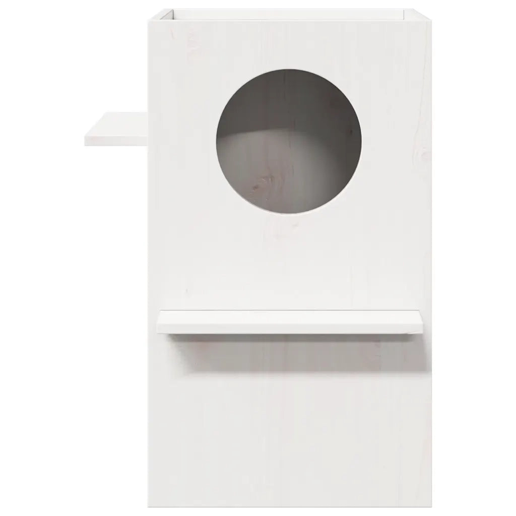 Cuccia per Gatti Bianca 43x43x60 cm in Legno Massello di Pino 859302