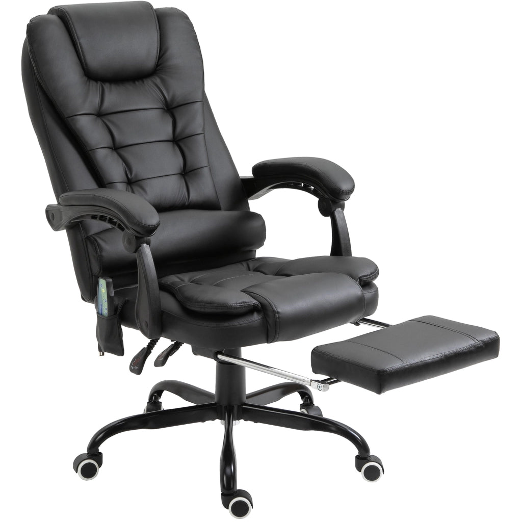 Sedia Poltrona Massaggiante da Ufficio 67x79x111-121 cm con 7 Punti Vibranti Nero