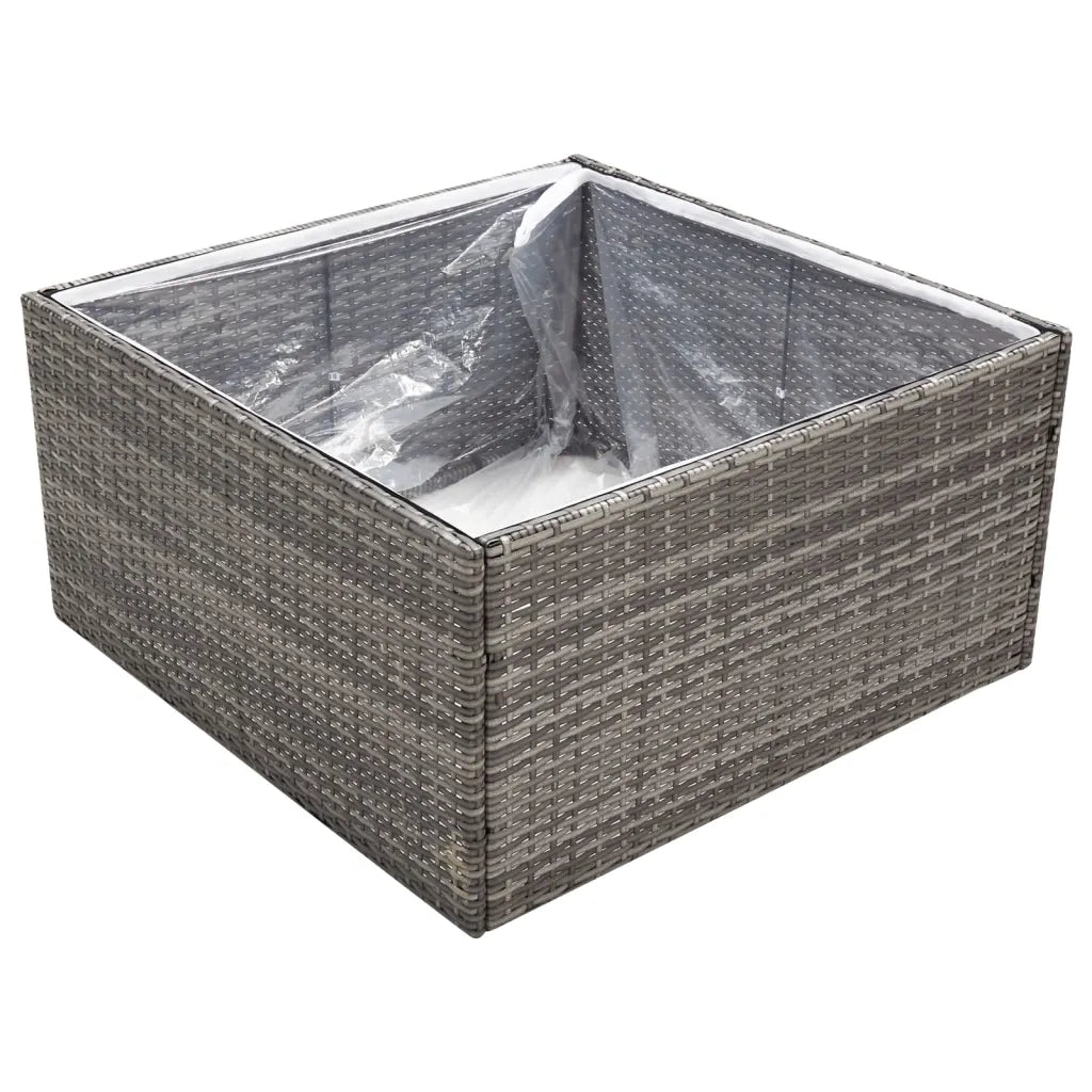 Fioriera | Cassetta per fiori | Vaso da Giardino Grigia 80x80x40 cm in Polyrattan