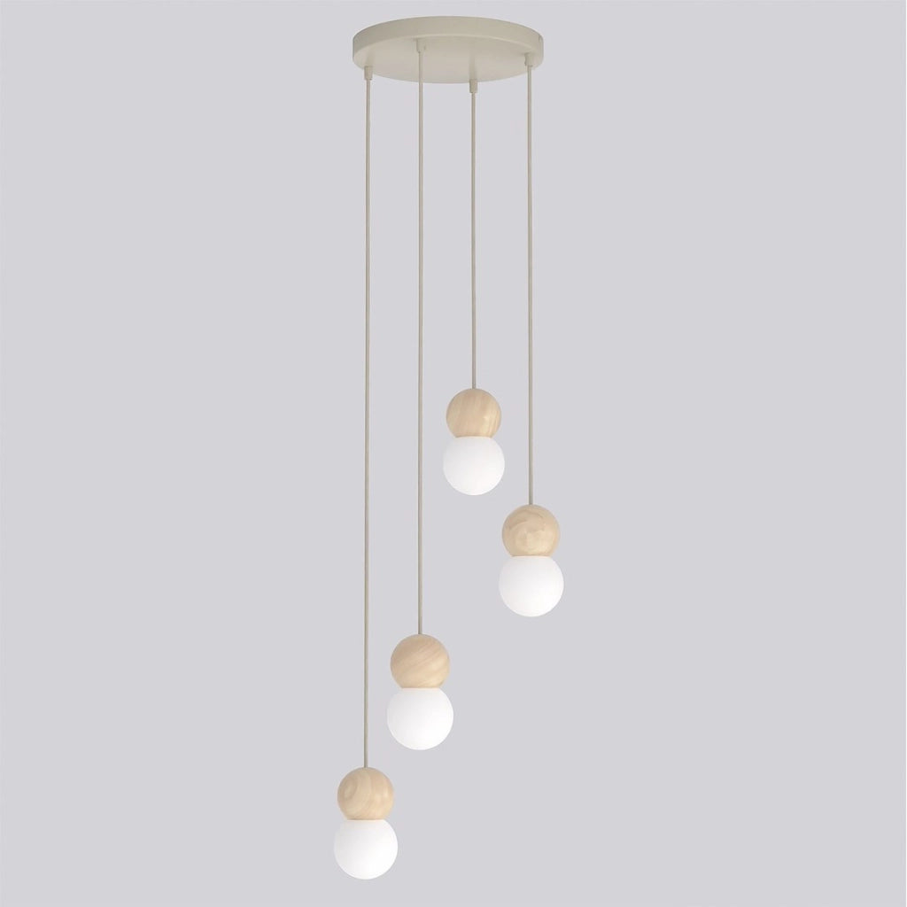 Lampada a sospensione LOOP in acciaio moka e legno