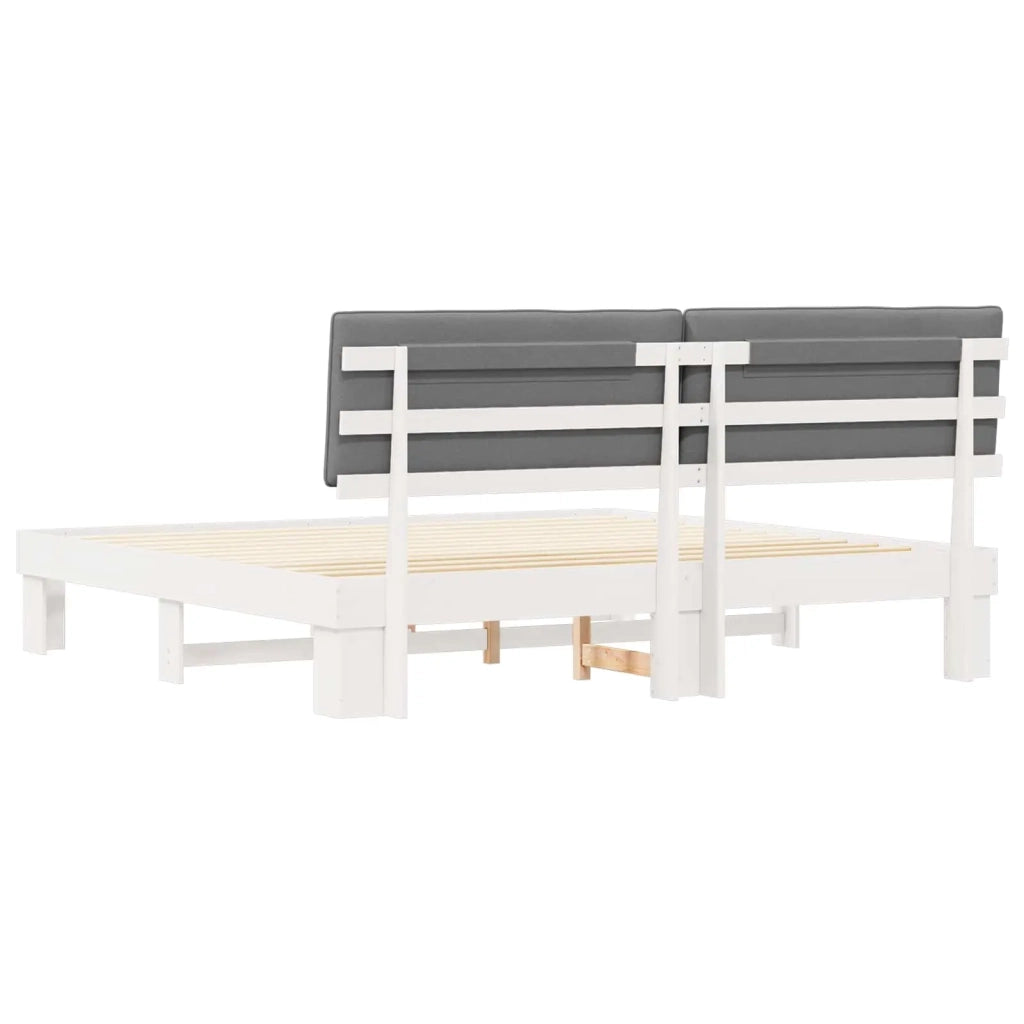 Letto con Testiera Rivestita Grigio chiaro 200 x 200 cm 3398098