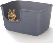 Ciotola per gatti per famiglie con più gatti, 56L x 41B x 31H cm Ciotola per gatti aperta, ciotola per gatti impermeabile con ingresso basso