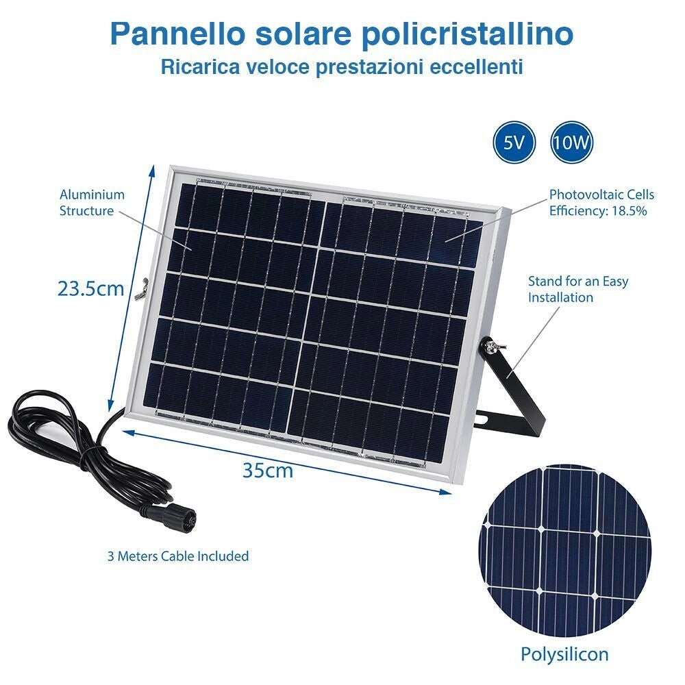 Set 2 Fari LED 100W Pannello Solare Luce Esterno Dimmerabile 1000lm + Telecomand