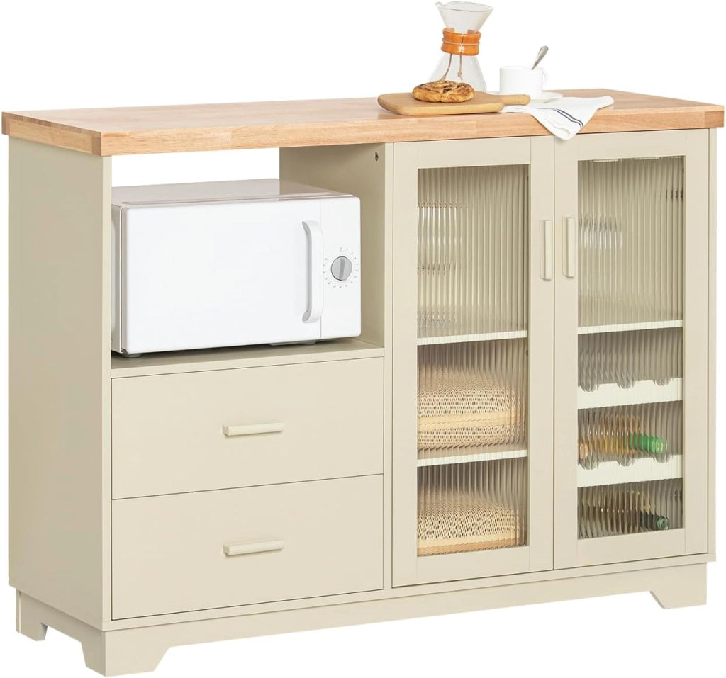 Carrello da Cucina con Ruote Isola Cucina con Piano di Lavoro in Legno Carrello Salvaspazio per Sala da Pranzo Verde e Naturale 109 × 40 × 92 cm FKW114-GR