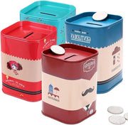 Cassa per la Riscossione - 4pz Cassa per la Moneta in Metallo - Scatola Quadrata per Bambini e Adulti - Per Monete e Biglietti Regalo per Feste di Compleanno