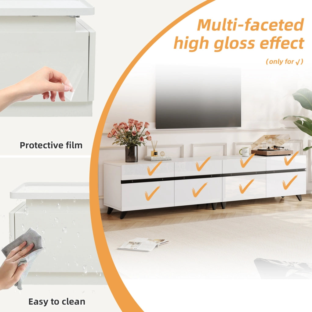 Mobile TV 180x40x49 cm bianco MDF con 4 vani e ripiani regolabili