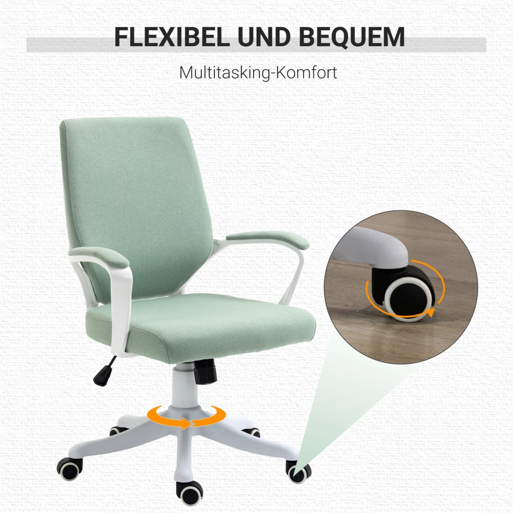 Sedia da ufficio ergonomica 360° con supporto lombare e funzione basculante, in poliestere verde 62 × 69 × 92-100 cm