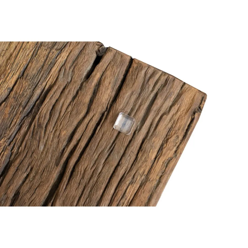 Tavolino RAFTA 110 cm in teak riciclato – Design industriale con gambe a U metalliche