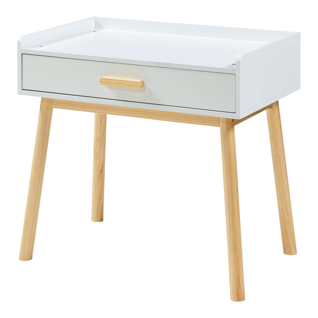 Set Skjervøy Tavolo e Sedia per Bimbi - Legno Naturale / Bianco [en.casa]