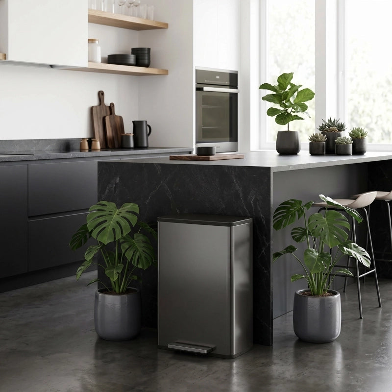 Pattumiera da cucina a pedale 45 L con coperchio soft-close e secchio interno estraibile
