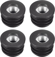 Stoppero in plastica nera per tubi circolari da 22mm, filo M8, doppi per gambe di mobili