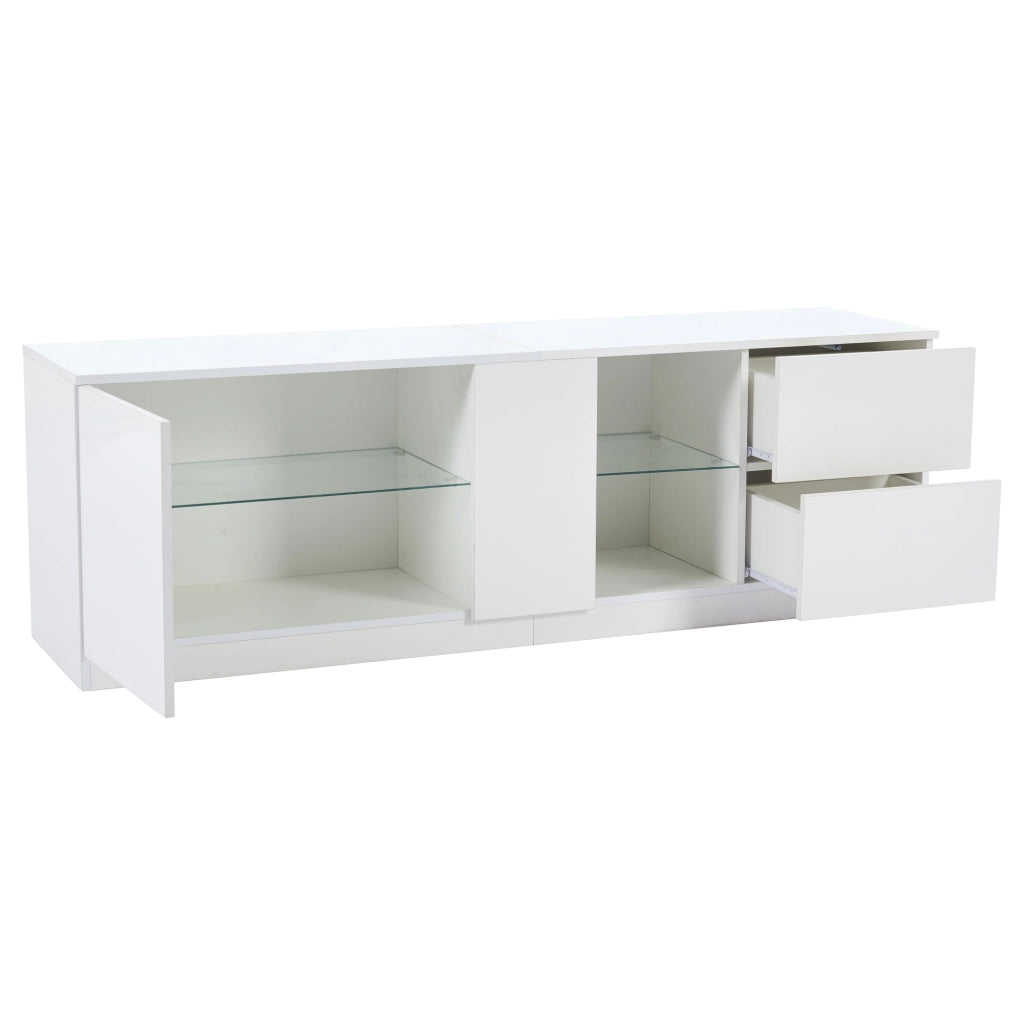 Mobile TV con 2 cassetti e 1 anta; LED USB - per soggiorno - 160x40x52 cm - in MDF - bianco