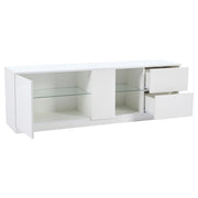 Mobile TV con 2 cassetti e 1 anta; LED USB - per soggiorno - 160x40x52 cm - in MDF - bianco