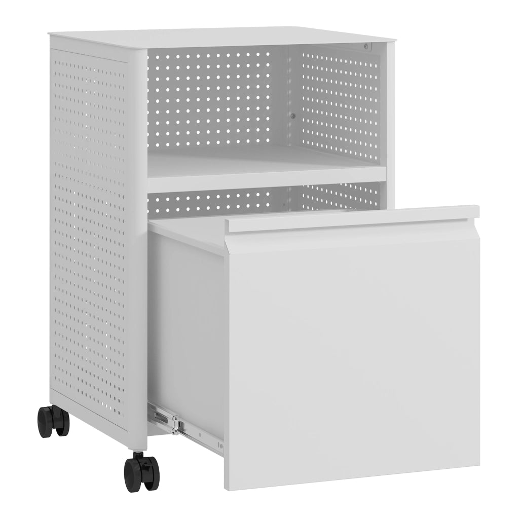 Mobile Contenitore Velvevn con Rotelle Organizzatore da Ufficio in Acciaio 54x40x36 cm - Bianco [en.casa]