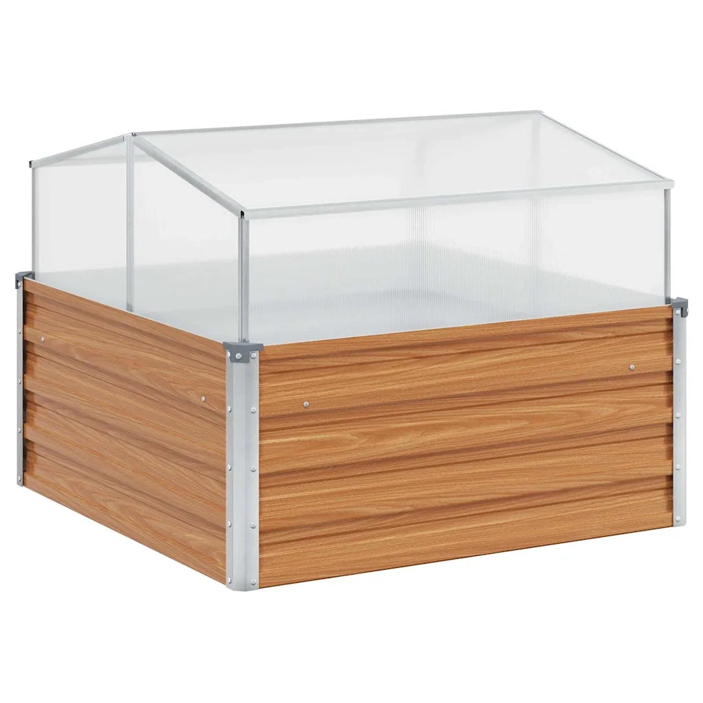 Fioriere | Cassetta per fiori | Vaso da giardino con serra Marrone Chiaro 100 x 100 x 77 cm