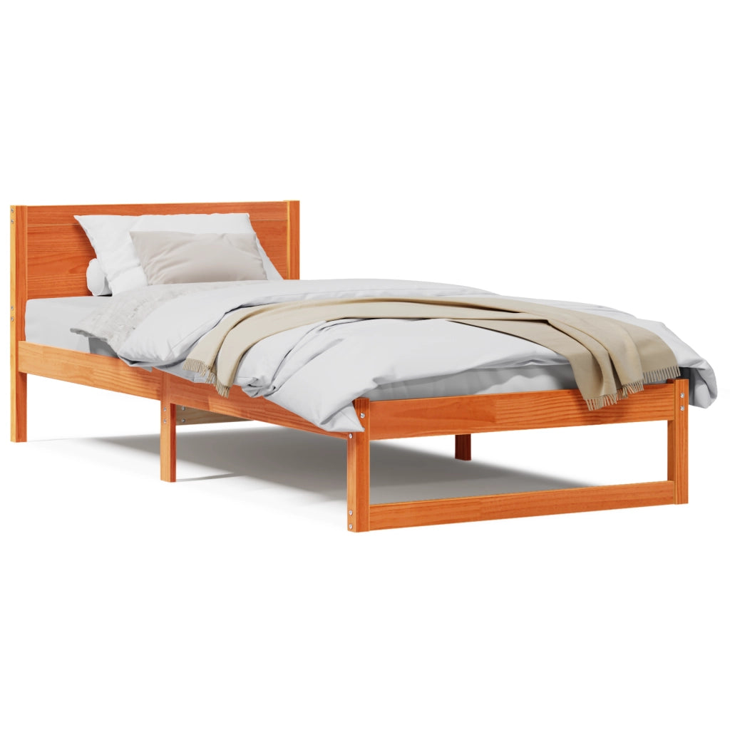 Struttura Letto Marrone Cerato Legno Massello Singolo