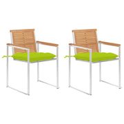 Sedie da Giardino 2 pz con Cuscini in Legno di Teak e Acciaio