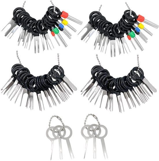 Set di rimozione connettori auto 82 pezzi, strumento per rimuovere connettori cavi auto, attrezzatura per sbloccare auto, strumento per rimuovere pin, set per rimuovere connessioni
