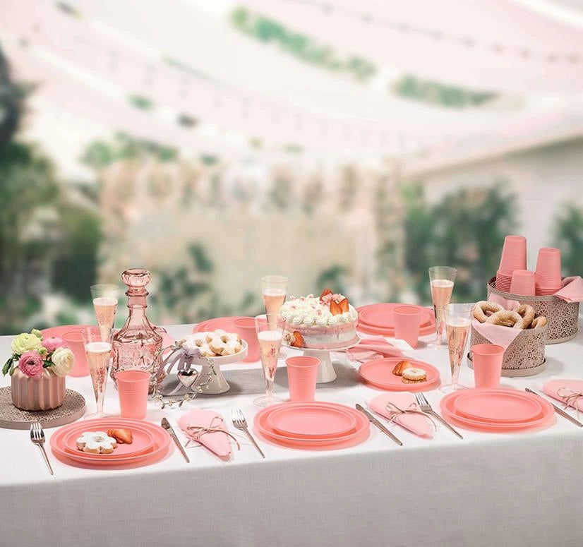 MAURY'S BIOPLASTIC PIATTI DESSERT DIAMETRO 17CM 20 PEZZI IN COLORAZIONE ROSA