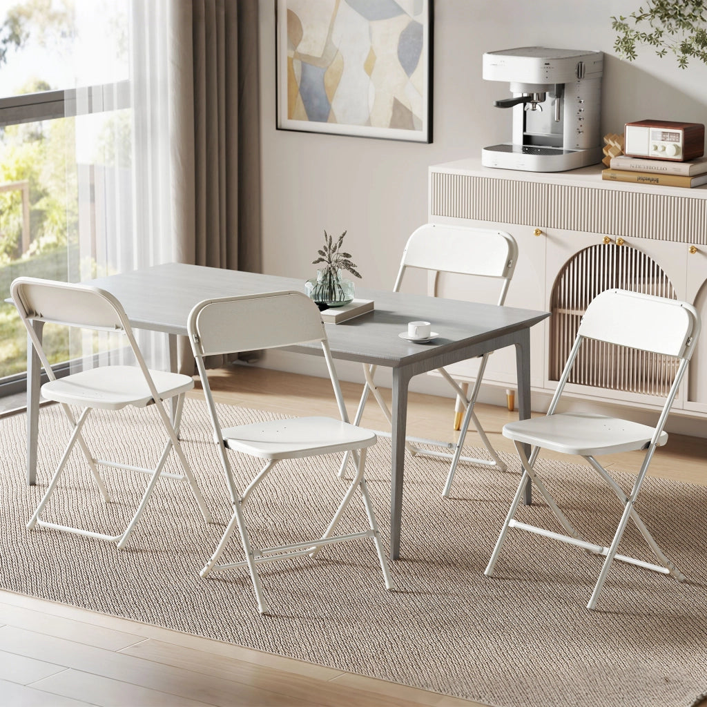 Sedia Pieghevole ¨C zephmum ¨C Plastica e Metallo, Bianco, 45x49x79.5 cm