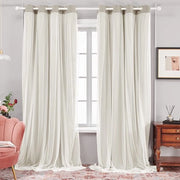 Gordini a doppia superficie per la riduzione della luce con anelli, tende di voile bianco per bambine, camera da letto e soggiorno, 140 x 260 cm (larghezza x altezza), beige scuro, 2 pezzi