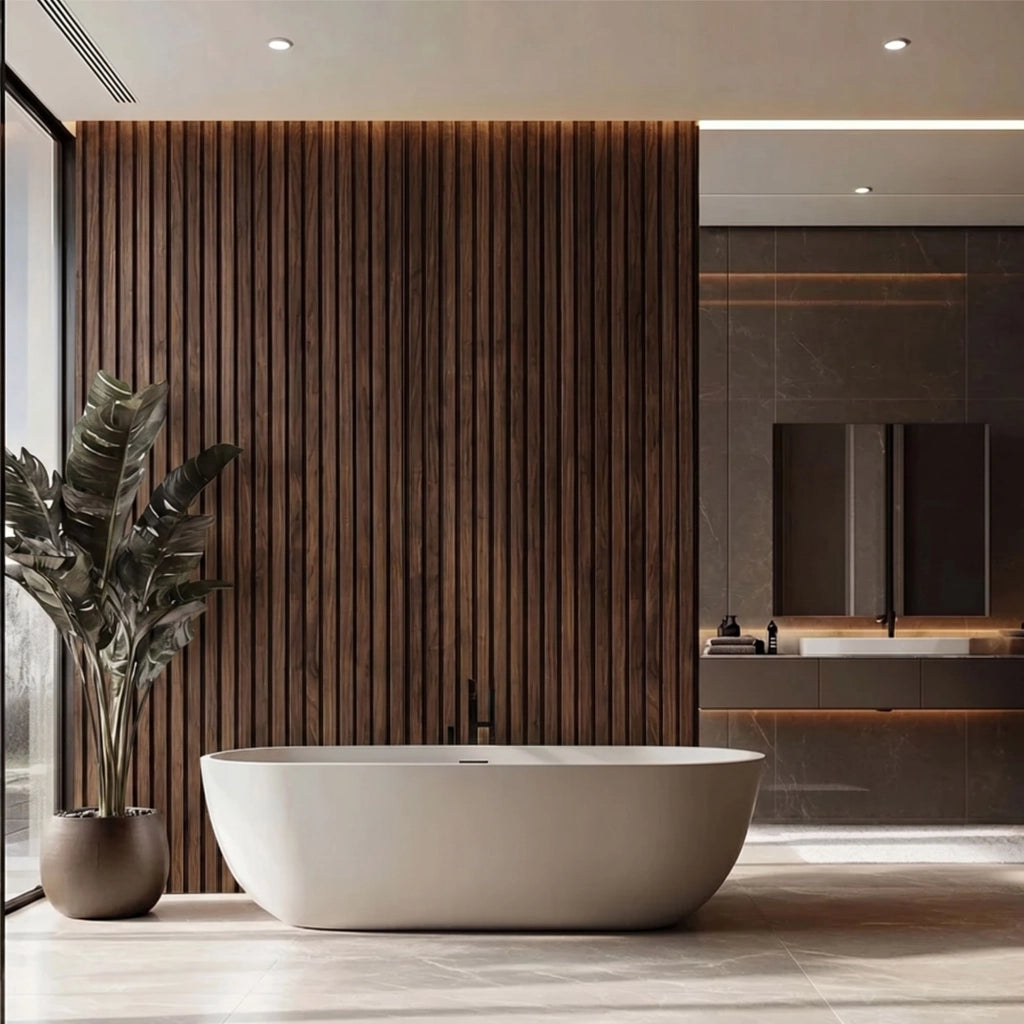 Chopin - Set 6 Pannelli Fonoassorbenti Decorativi 18x235x2,1 cm per Interno ed Esterno in WPC Walnut
