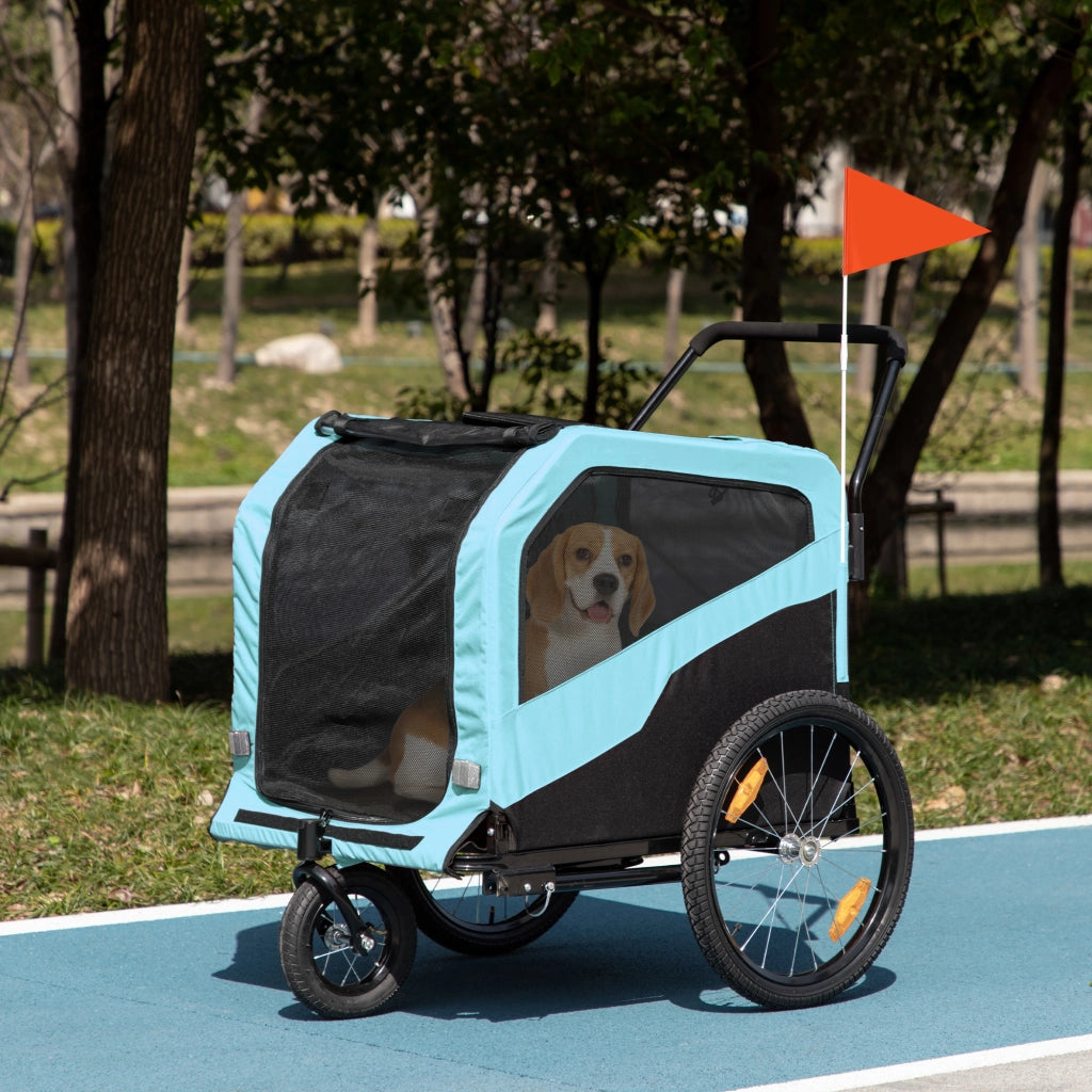 Carrello per cani 2in1 ¨C zephmum ¨C blu chiaro, acciaio, 170x77x90 cm