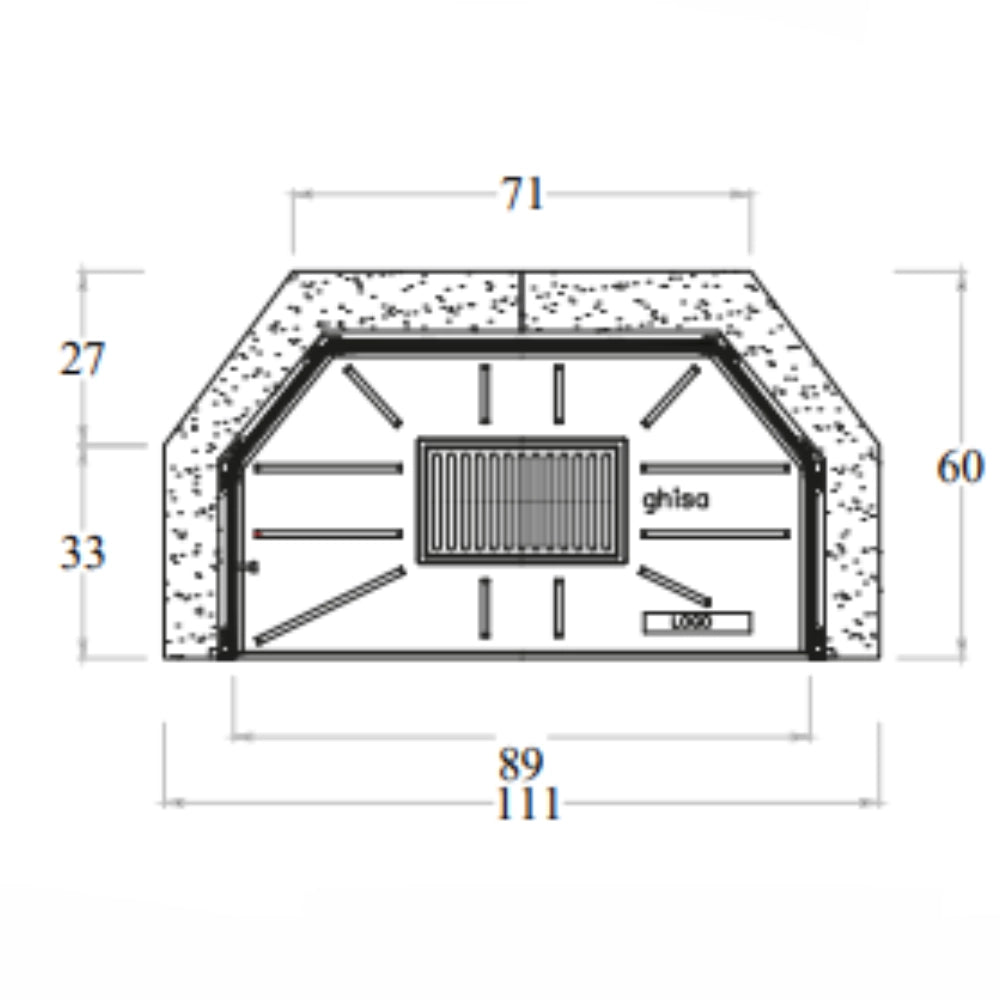 Camino legna prefabbricato ghisa focolare aperto m110tgh riscaldamento