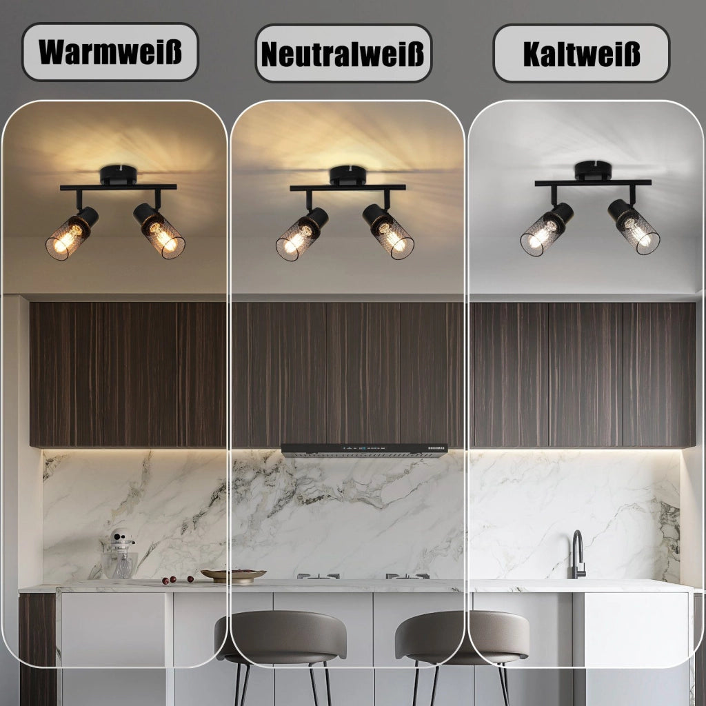 ZMH Faretto da soffitto neri 2 luci E27 metallo industriali rotativi 330° per saloni camere sale pranzo senza lampadina