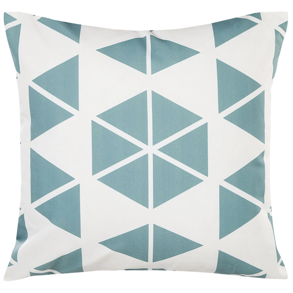 Set di 2 cuscini da giardino per esterni in poliestere bianco e blu quadrato 45 x 45 cm con motivo geometrico triangolare
