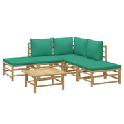 Set di mobili da giardino mobili da esterno 6 pezzi con cuscini bambù verde 02_0016956