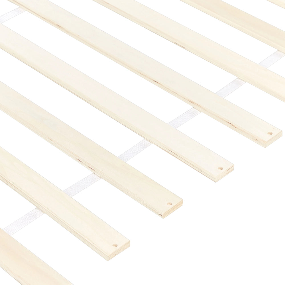 Letto singolo in legno di Pino chiaro con Rete a Doghe 120 x 200 cm Testiera a doghe minimalista
