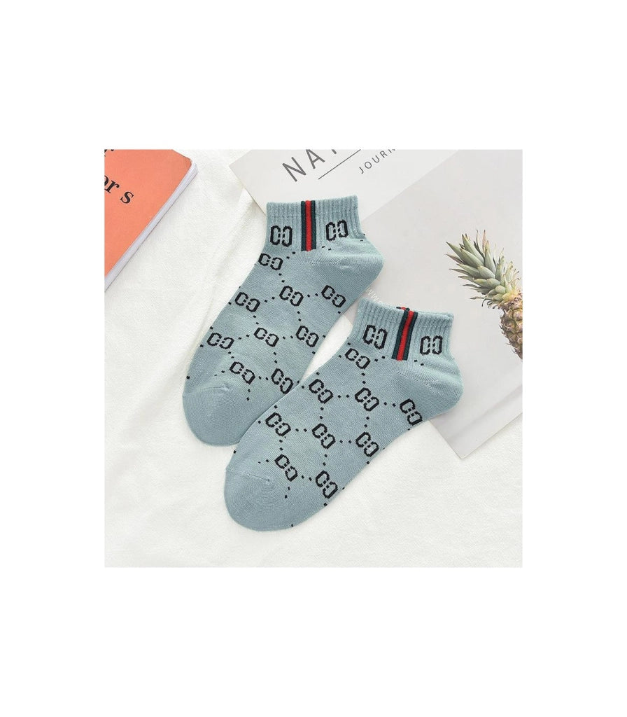 Calzini Bassi in Cotone per Donna e Bambina | Stile Universitario con Motivo Catenine Ricamate | Taglia Unica 34–40 EU