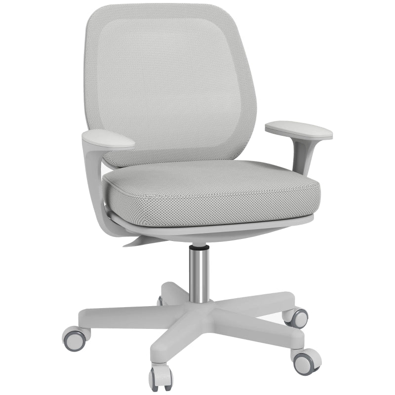 Sedia da ufficio ergonomica girevole e regolabile in altezza con schienale in rete e ruote bloccabili in poliestere grigio