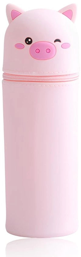 Etui 2-in-1 per penna e matita, 18,5*6,5 cm, con design animale, chiusura a righello, contenitore per colori e matita a sfera.