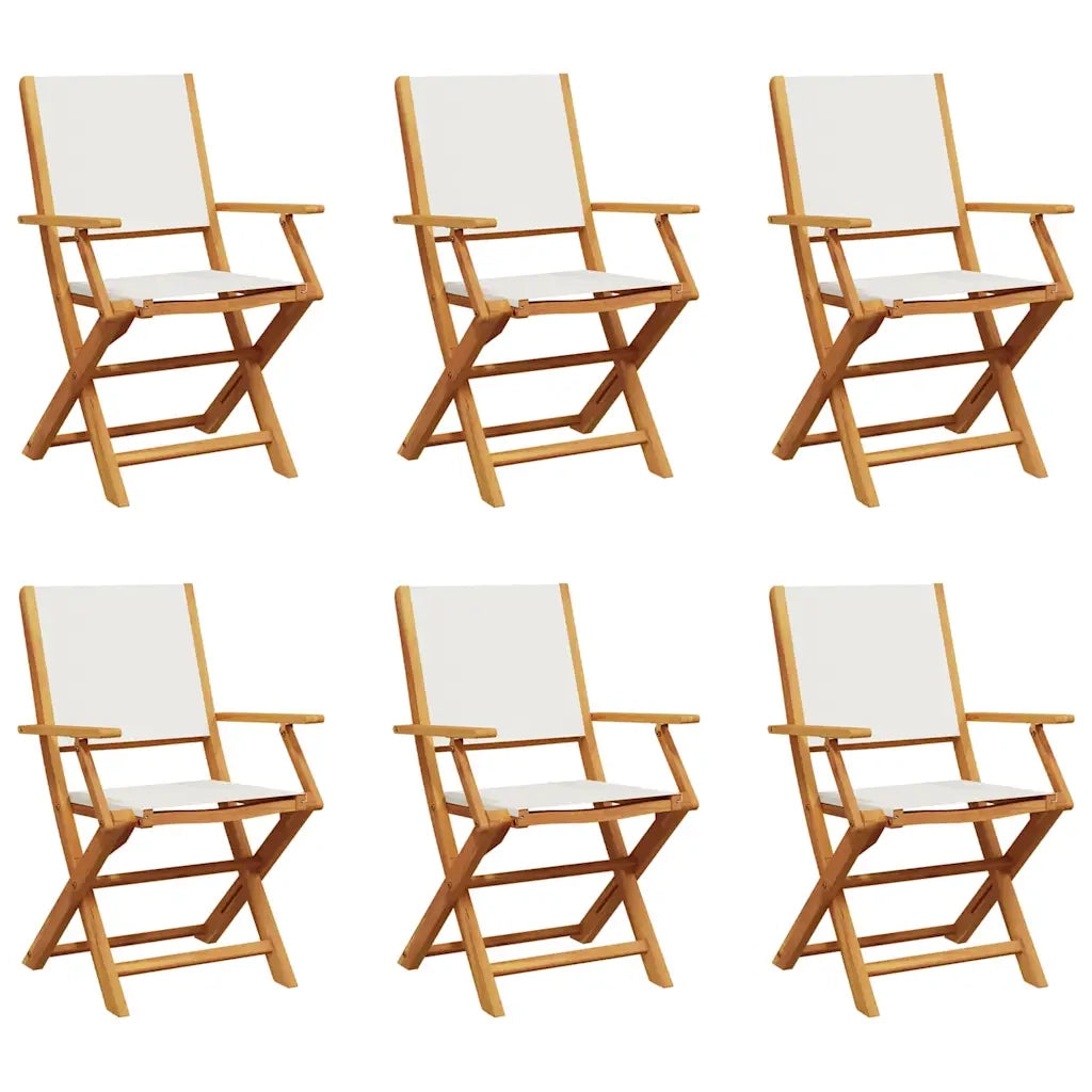 vidaXL Sedie da Giardino Pieghevoli 6pz Bianco Crema Tessuto e Legno