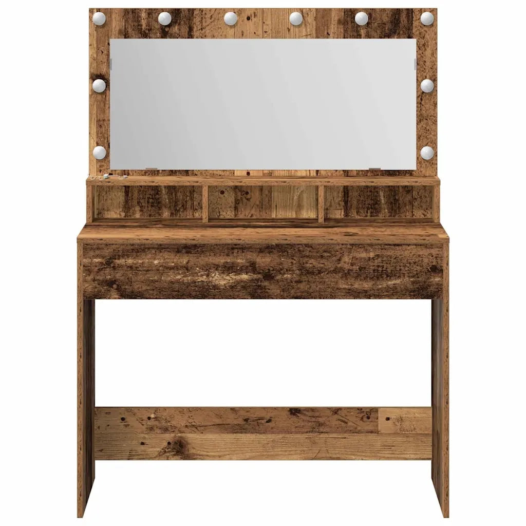 Toeletta | Tavolo da Trucco con specchio Legno vecchio 100 x 41 x 135 cm