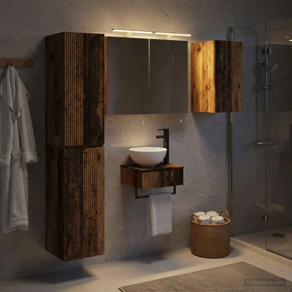 Set di mobili per il bagno 5 pcs Legno antico 3407245
